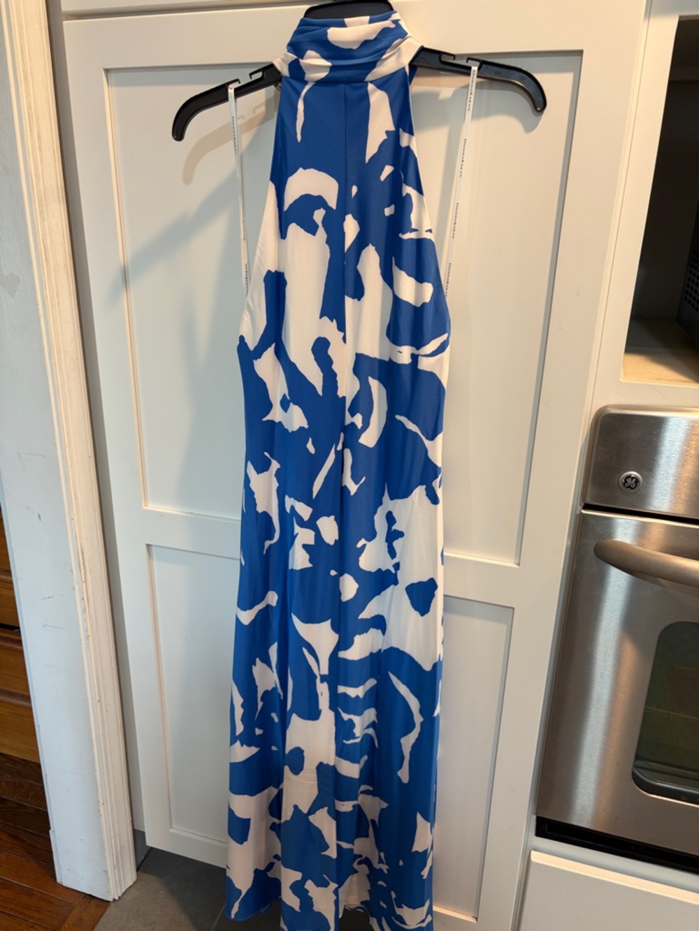 Donna Karan Blue and White Halter Midi Dress - Picture 2 of 4